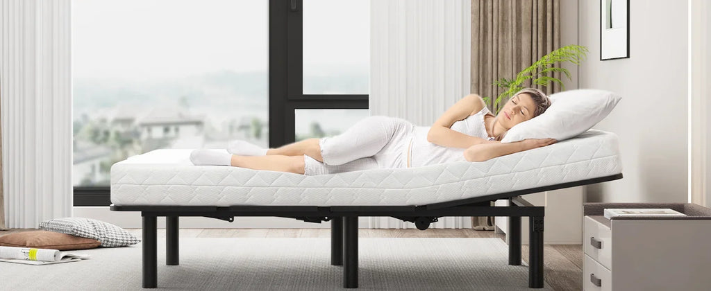 Adjustable Bed Base with one Bed Assist Rail for Seniors, Premium Quiet Motor, Anti-Snore, Zero Gravity, Memory Pre-Sets, Wirele