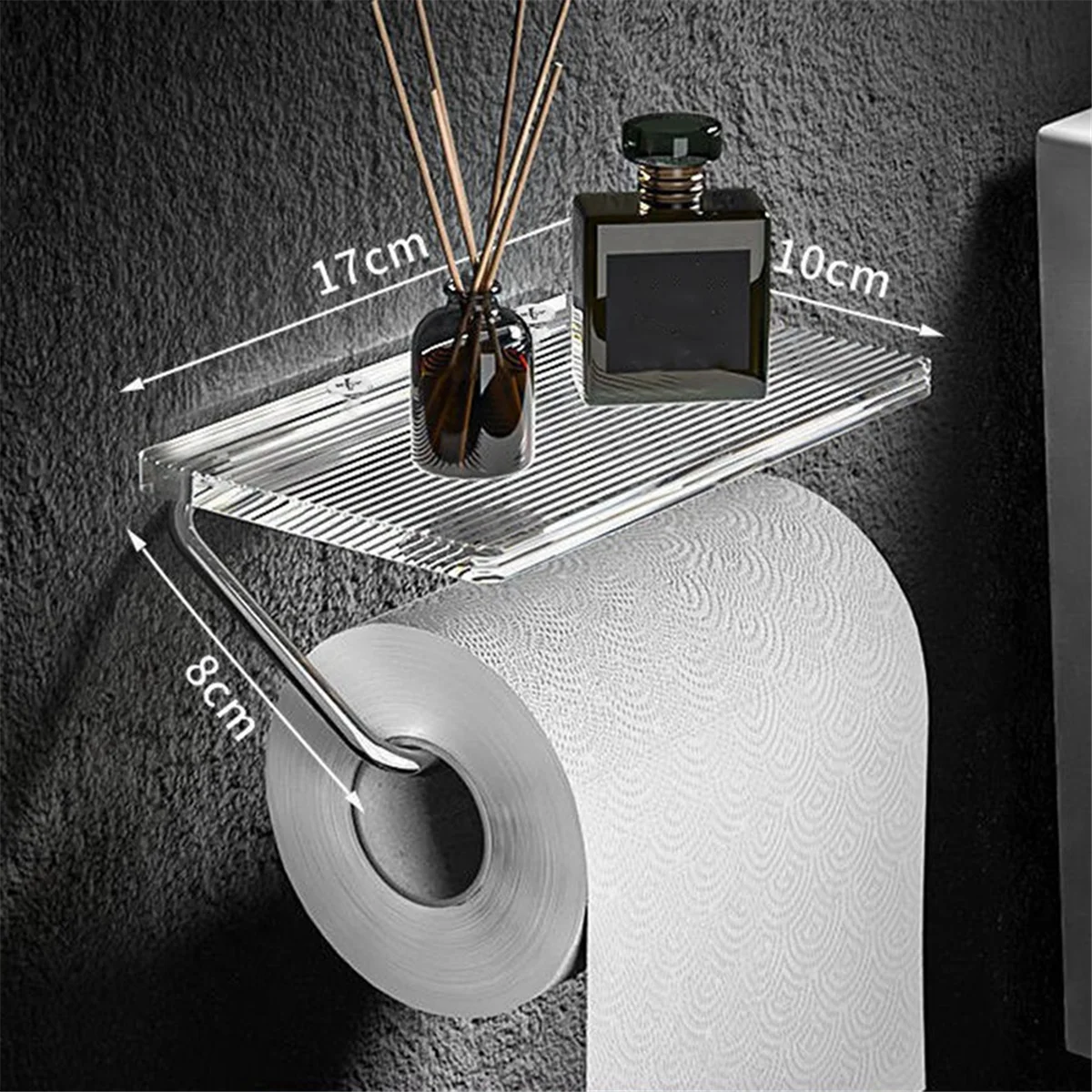 Toilet Paper Holder Wall Mounted Tissue Holder No-Punch Roll Holder Bathroom Accessories Silver
