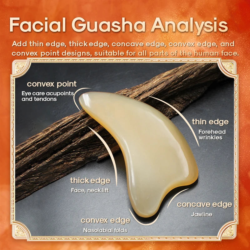 2PCS Natural Yak Horn Scraping Board  Use Stretching Beauty Stick Facial Eye Acupressure Massage Health Care Guasha Instrument