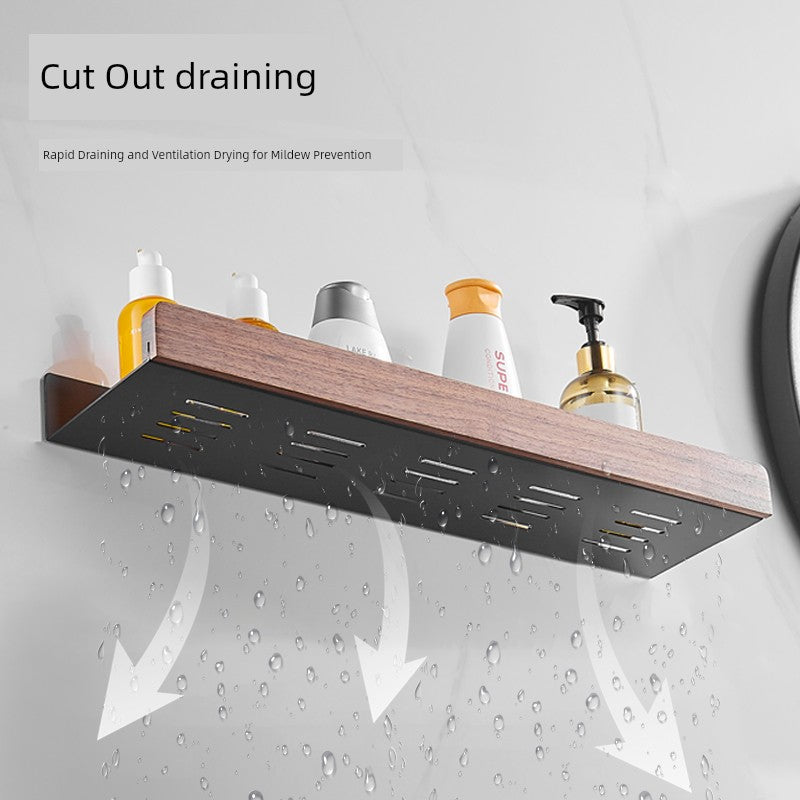 Punch-Free Kitchen Washstand Wall-Mounted Solid Wood Storage Rack