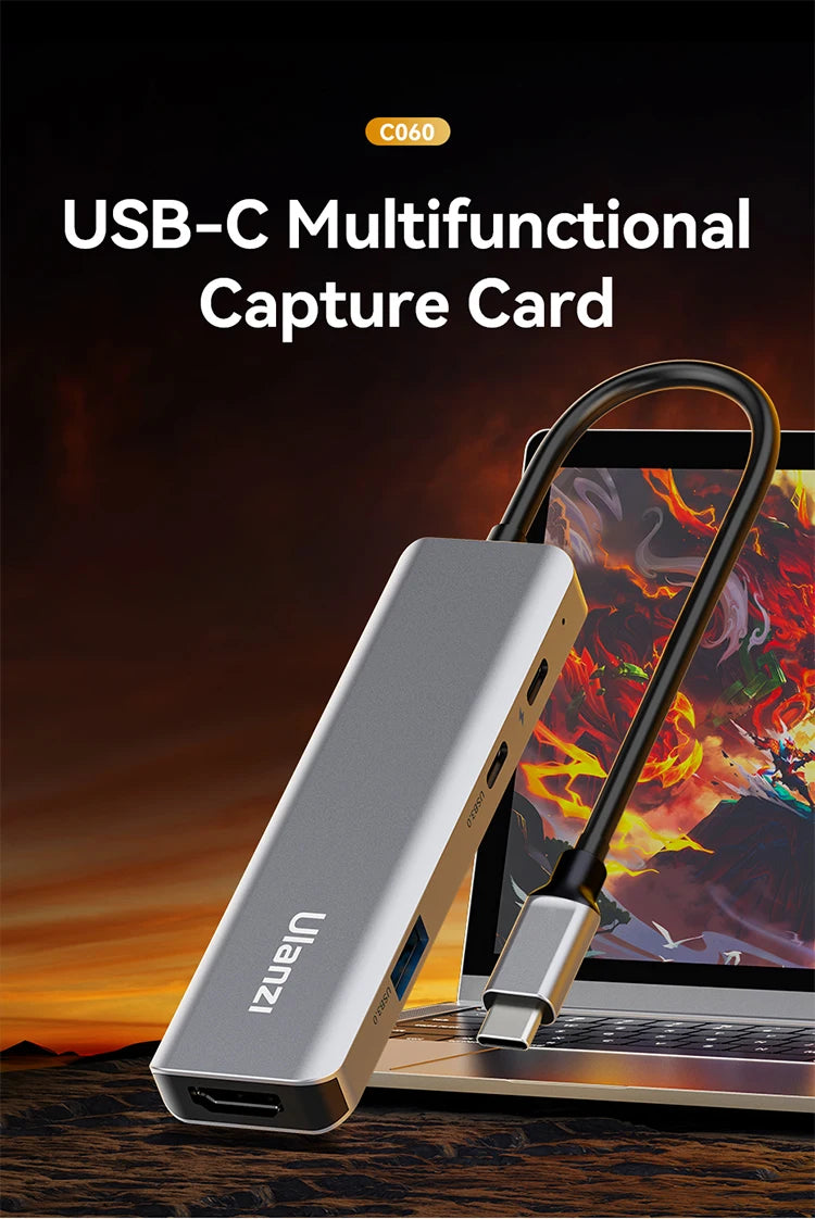 Ulanzi Video Capture Card USB 3.0 HDMI USB-C 1080P For OBS Capturing Game Card Live Streaming 60fps HD Video Recorder Grabber