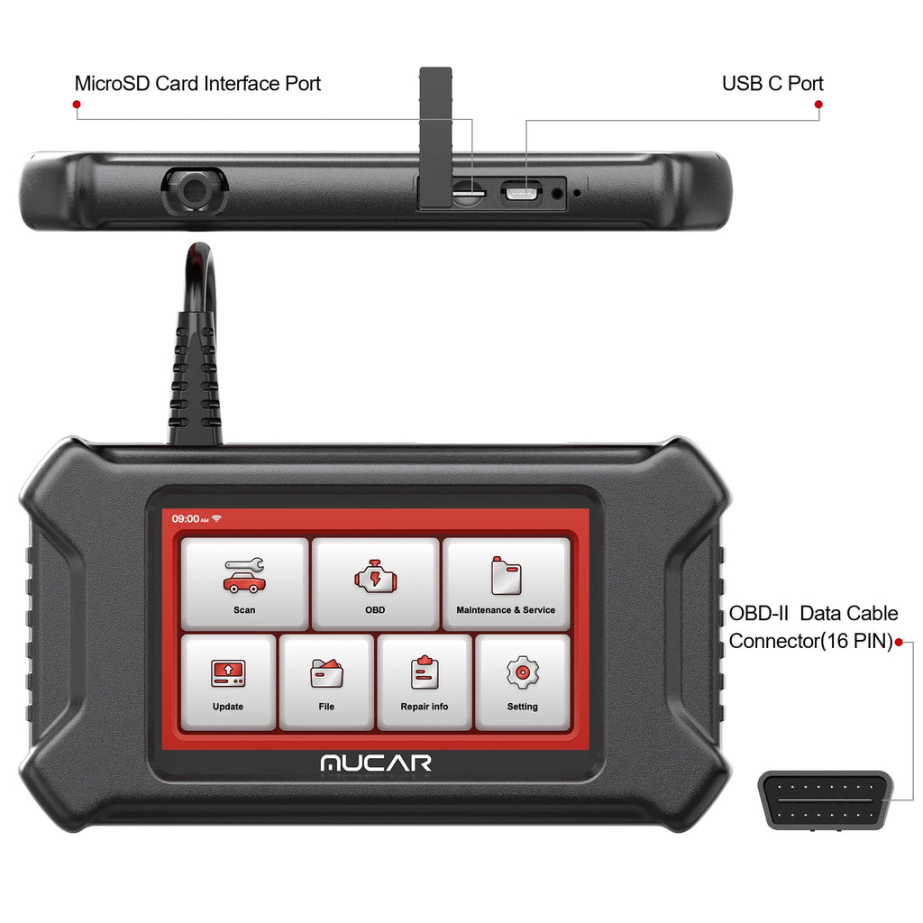 MUCAR CS90 Professional OBD2 Scanner tools 28 Maintenance Services ECM System Lifetime Free Updater All Car Scan Diagnostic Tool