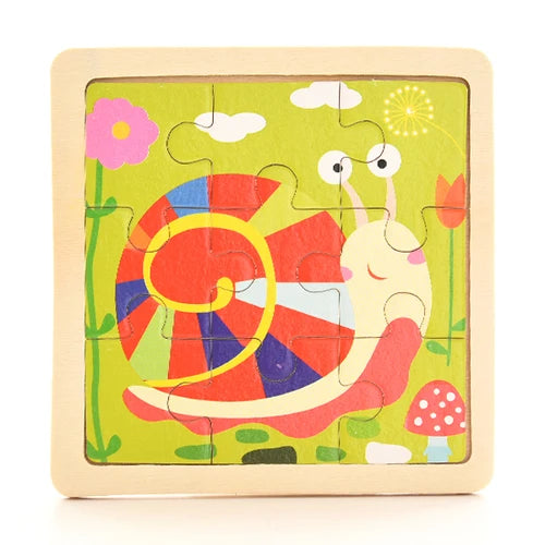 Baby Wooden Montessori Puzzle Child Game Wooden Puzzle 3D Cartoon Animal Puzzle Babies Toys Puzzles For Kids 1 2 3 Year Old