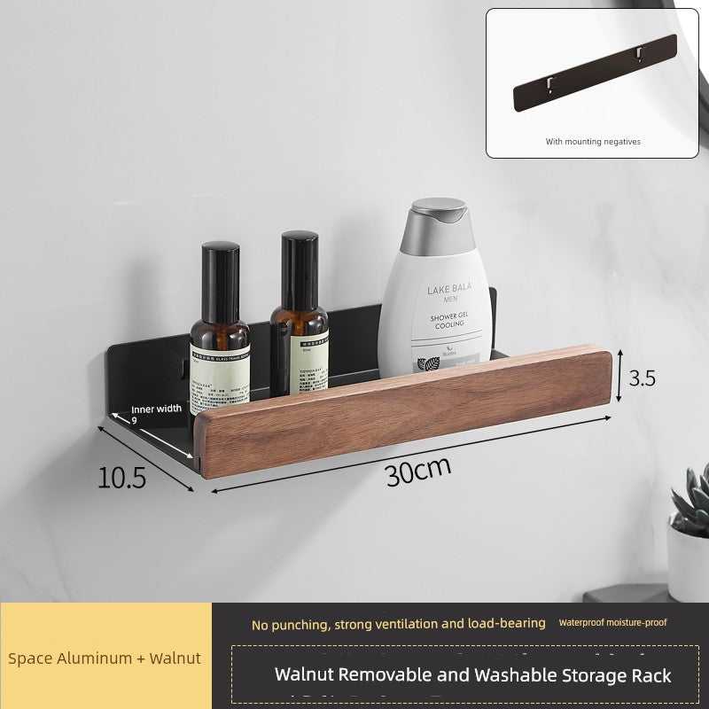 Punch-Free Kitchen Washstand Wall-Mounted Solid Wood Storage Rack