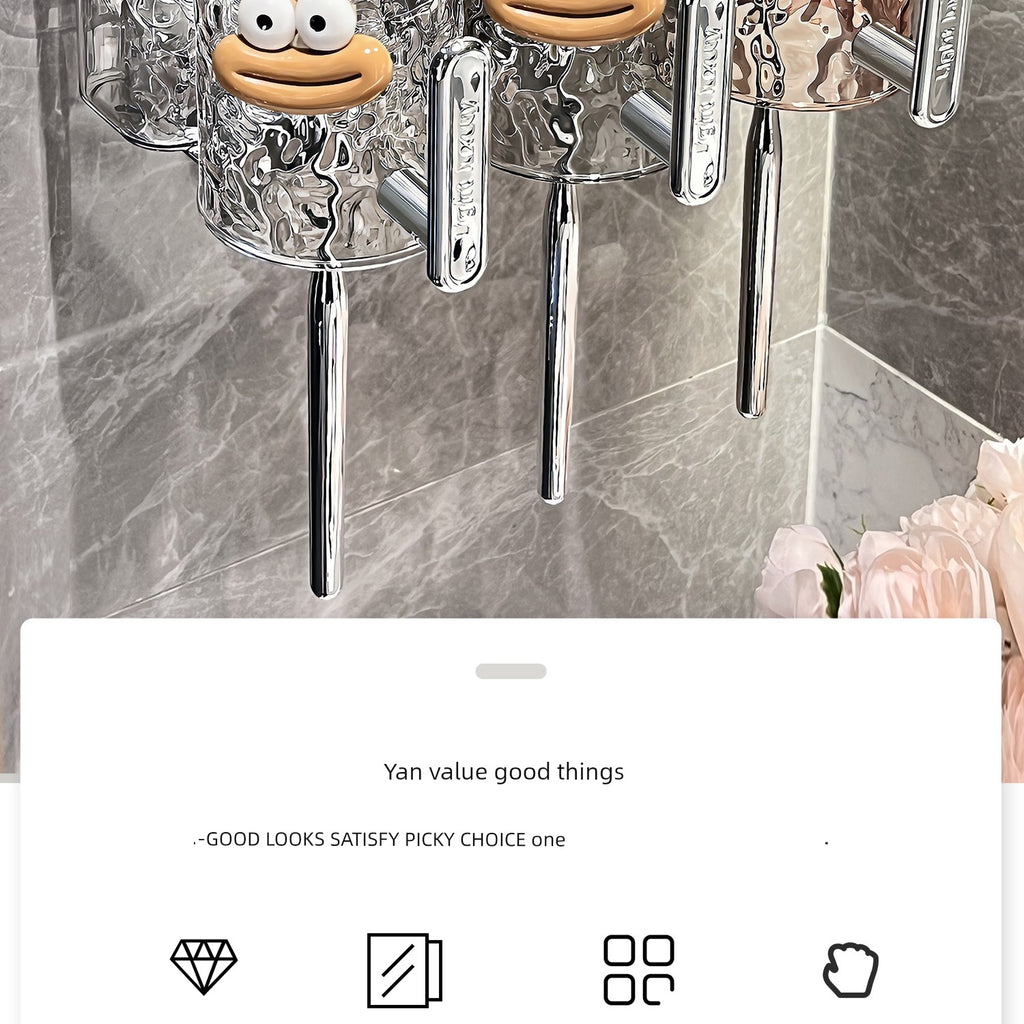 Suction Cup Toothbrush Rack Wall-Mounted No Punch Toothbrush Holder New Arrival Bathroom Tooth Cup Gargle Cup Shelf