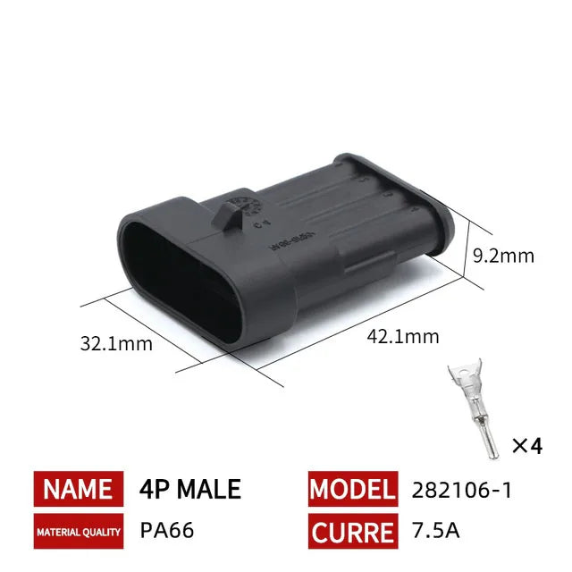 20/50/100Sets AMP Waterproof Connector 1/2/3/4/5/6 Pin 12A IP68 Electrical Automotive Wire Connector Plug Terminals Truck Car