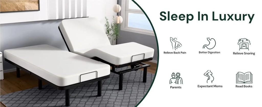 Twin XL Adjustable Bed Frame, Wired Remote Control, Independent Head and Foot Incline, Electric Bed Frame Base, Adjustable Bed L