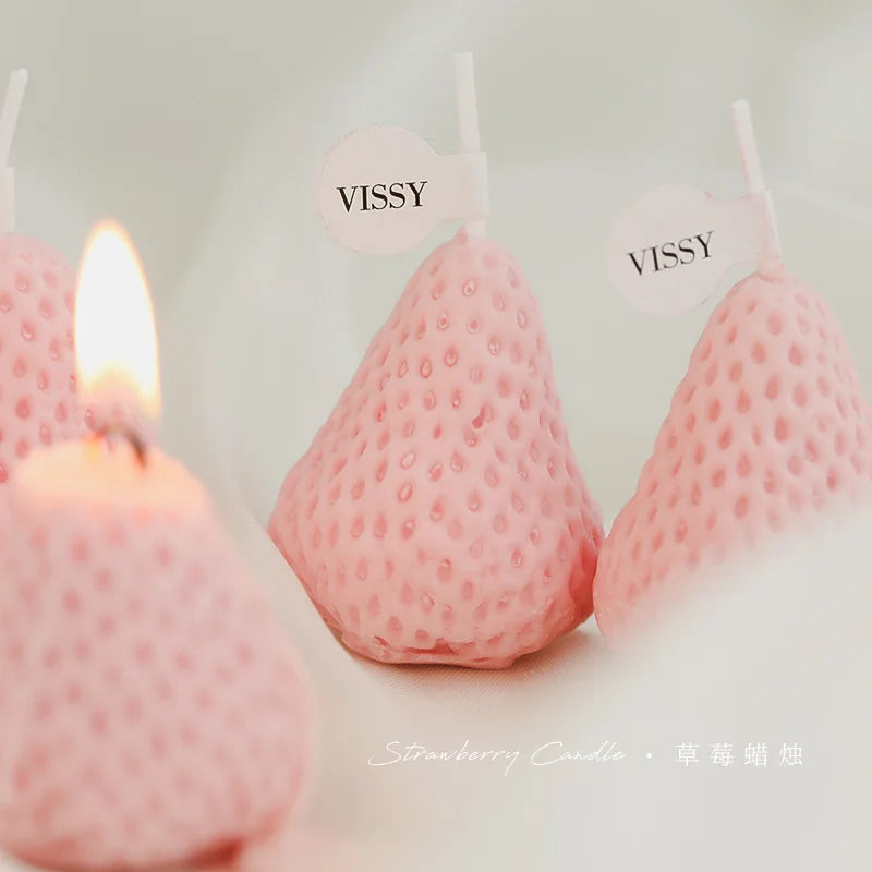 6/9pcs Strawberry Candles Soy Wax Aromatherapy Scented Candles Cake Party Home Decoration Creative Birthday Wedding Gift
