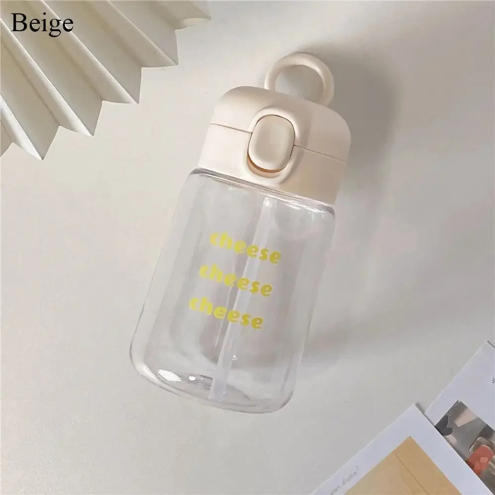 350ML Cute Water Bottles Creative Transparent Straws and Lids Kids Sippy Cup Cartoon Spill Proof Beverage Cups Toddlers Feeding