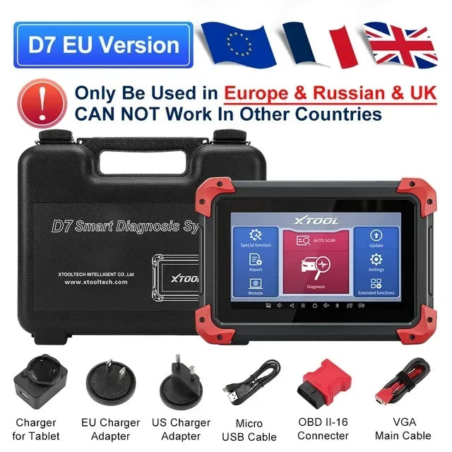 XTOOL D7 V2.0 All System Car Diagnostic Tool FCA Auto Auth ECU Coding 38+ Service Active Test OBD2 Scanner CAN FD DOIP