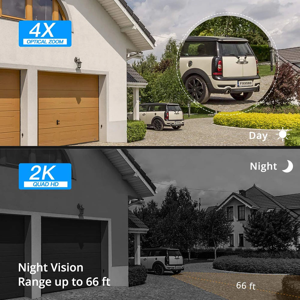 FOSCAM 4MP Outdoor Security WiFi Camera 4X Optical Zoom PT Surveillance Dome Camera Supports 2.4G/5G WiFi Connection