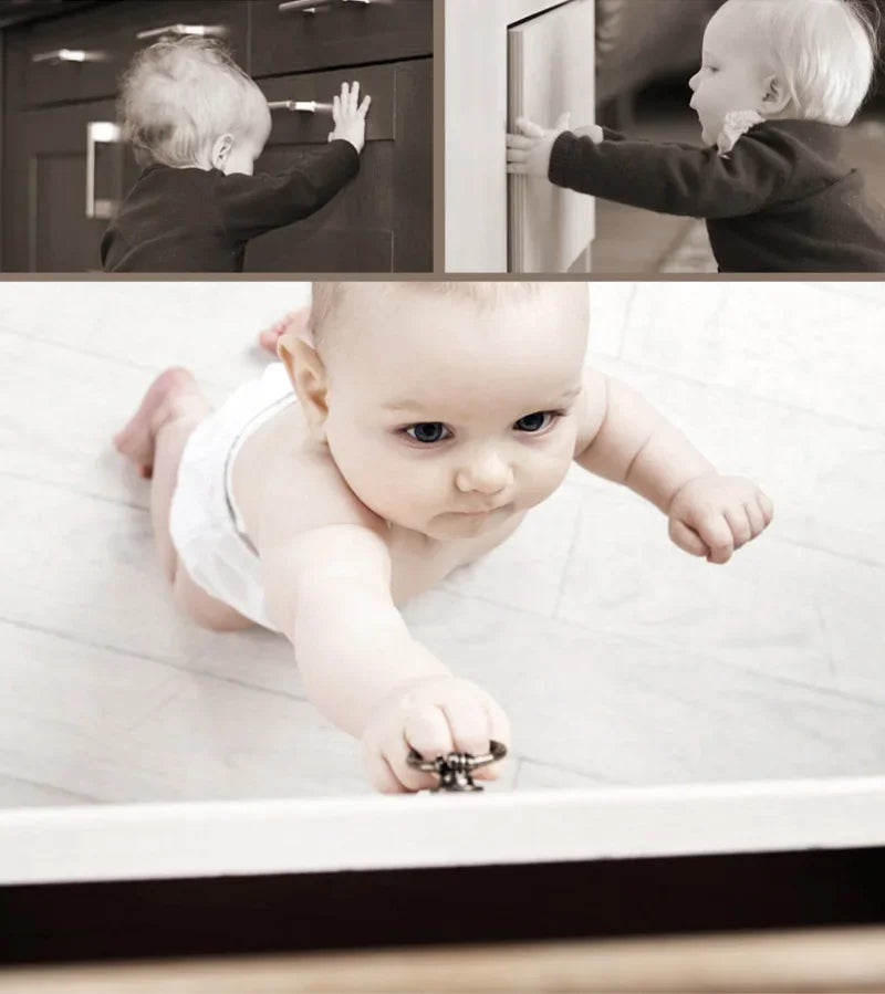 Baby Safety Lock Drawer Anti-Pinching Hand Cabinet Drawer Locks Plastic White Safety Buckle for Children Security Protection