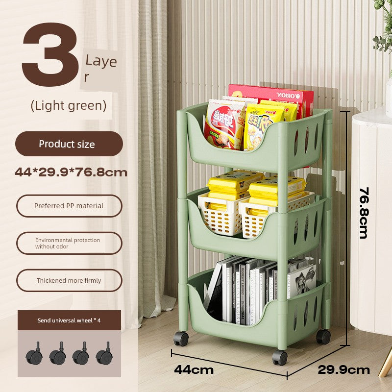 Multi-Layer Fruit and Vegetable Living Room and Bathroom Bookshelf Mobile Trolley