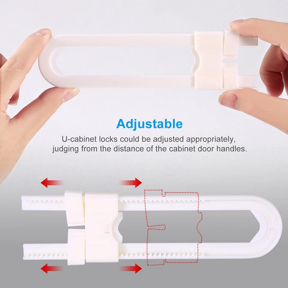 1PC U Shape Children Home Protection ABS Plastic Safety Lock Baby Safety Adjustable Multi-function Baby Cabinet Locks