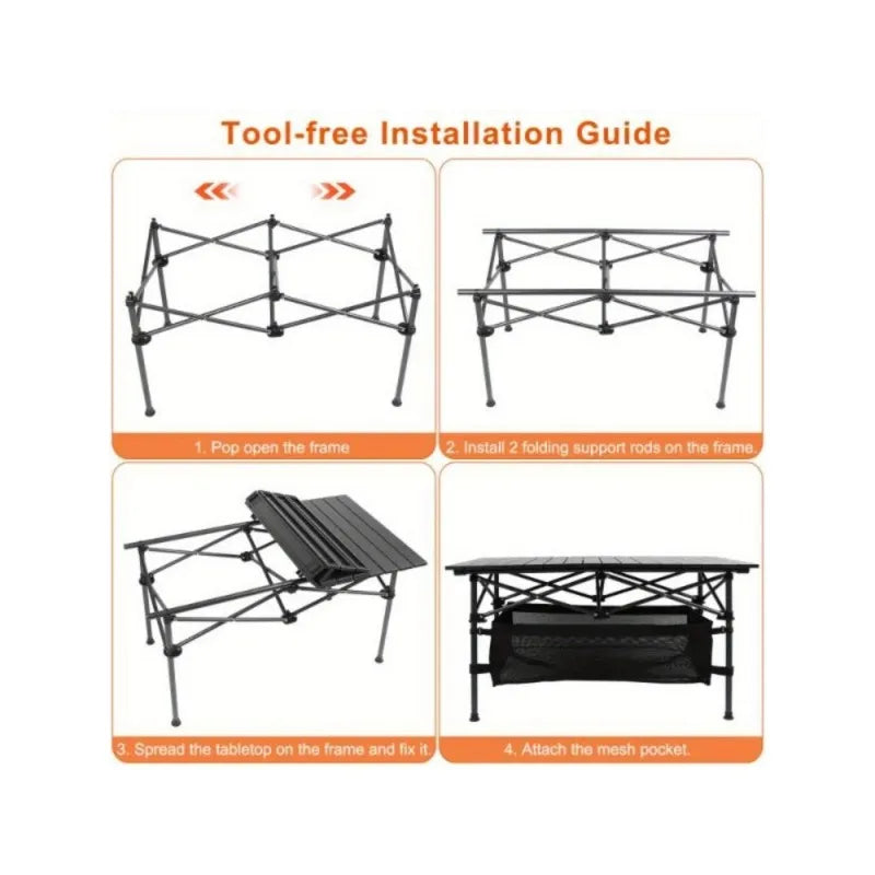 1 folding camping table portable aluminum roll picnic grill table carrying bags heavy duty outdoor party terrace