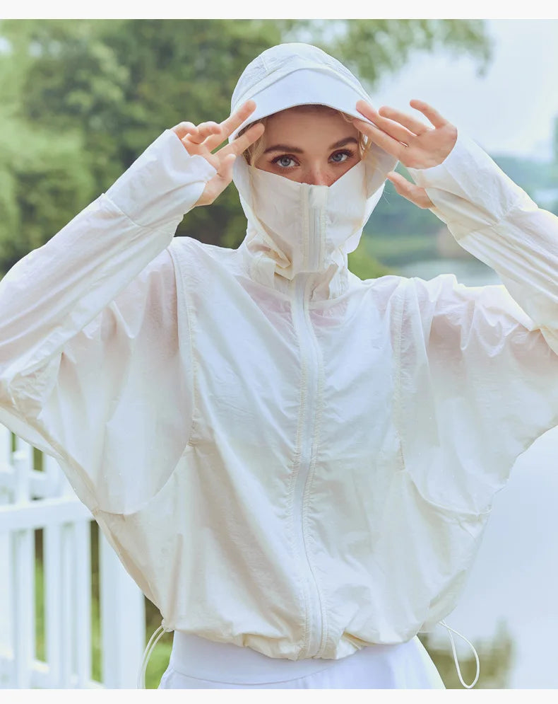 Outdoor Sunsuit Summer Mesh Breathable Zipper Skin Jacket Cardigan Excursion Hiking Hooded Sunscreen Jacket