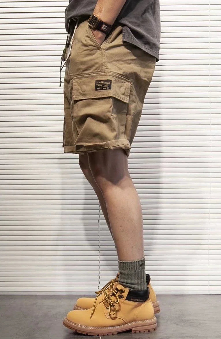 Mens Cargo Shorts With Draw String Hiking Combat Bermuda Short Pants For Men Luxury Y2k Trend Unique Cotton Hevy Whate New In