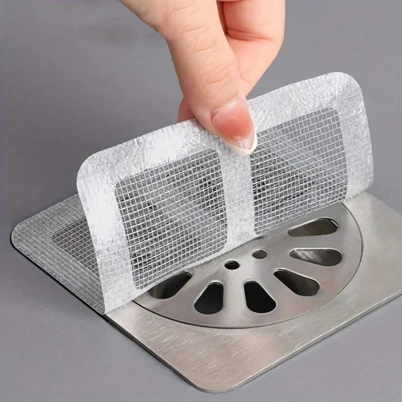 10PCS Disposable Hair Catchers for Shower Floor Sink Strainer Filter Mesh Stickers Mesh Shower Drain Covers Bathroom Accessories