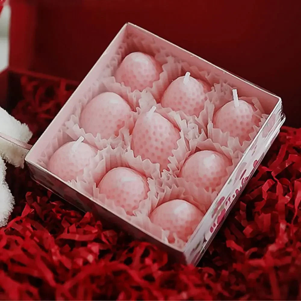 6/9pcs Strawberry Candles Soy Wax Aromatherapy Scented Candles Cake Party Home Decoration Creative Birthday Wedding Gift