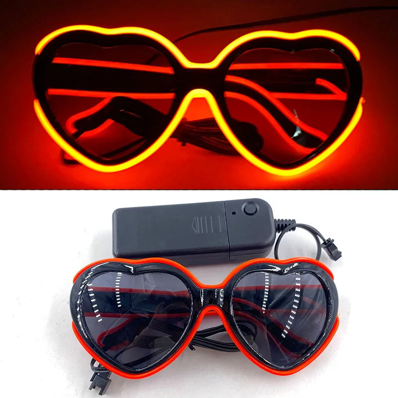 Novelty Fluorescent Luminous Glasses LED Light Up Rave Glasses Concert Supplies Neon Glowing Disco Glasses Props
