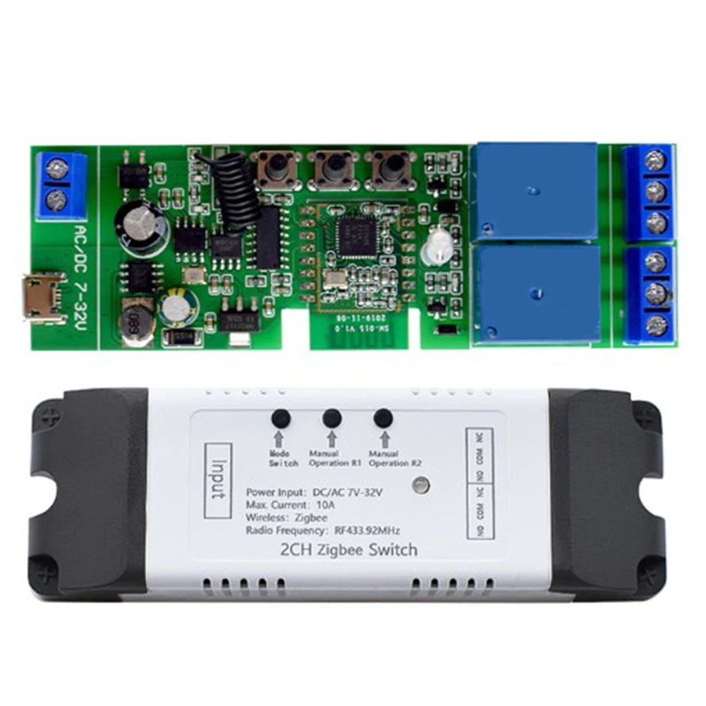 WiFi/Zigbee Relay Module Remote Control AC/DC 7-32V Phone APP Remote Control RF 433Mhz DIY Smart Home Automation for Door Access