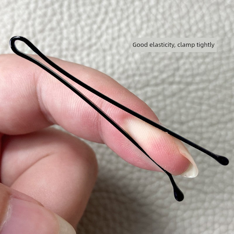 Hair Styling Hair Clip Evening Wear Plain Weave High Elasticity Little Black Clip round Head Wave Pattern Boxed Steel Wire Clip
