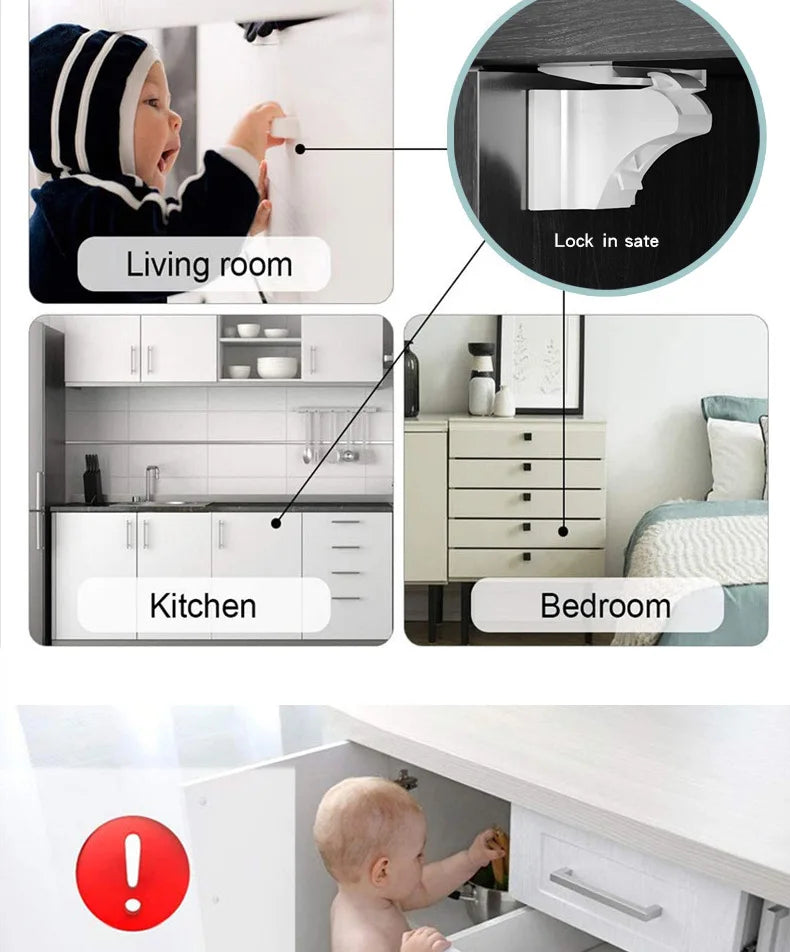 Protective Magnetic Safety Lock Invisible Child Baby Anti-pinch Hand Drawer Cabinet Latch Magnetic Lock Cabinet Door Lock