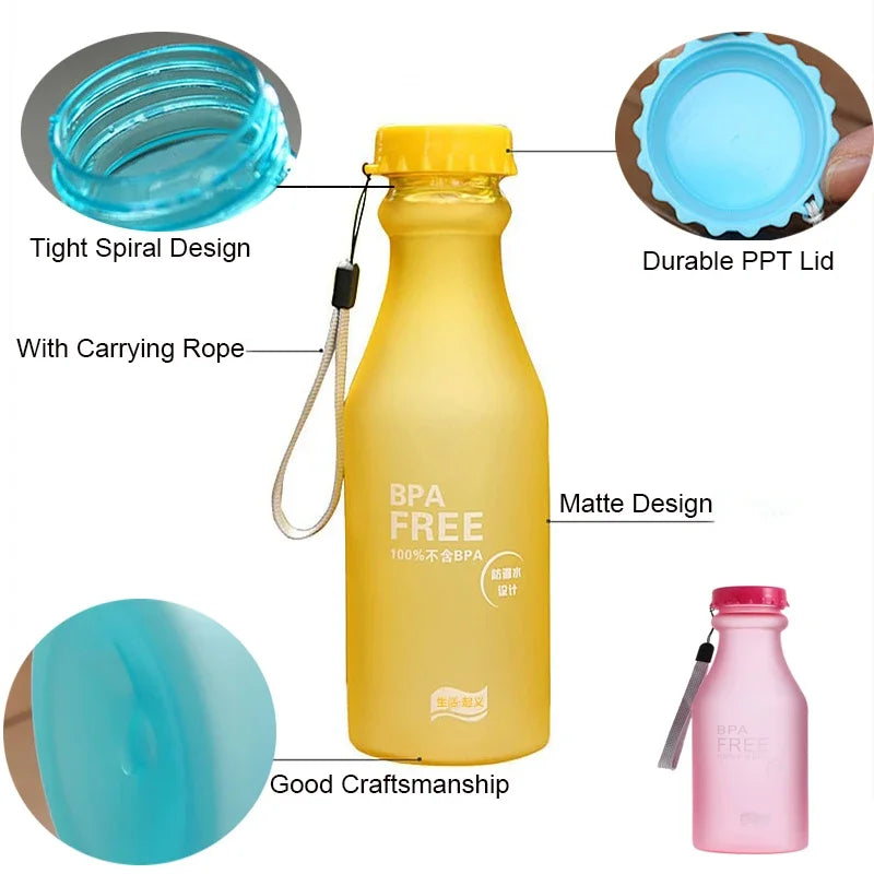2022 Candy-Colored Frosted Leak-proof Plastic Portable Non-breakable Soda Bottle Sealed Water Cup Beverage Water Bottle