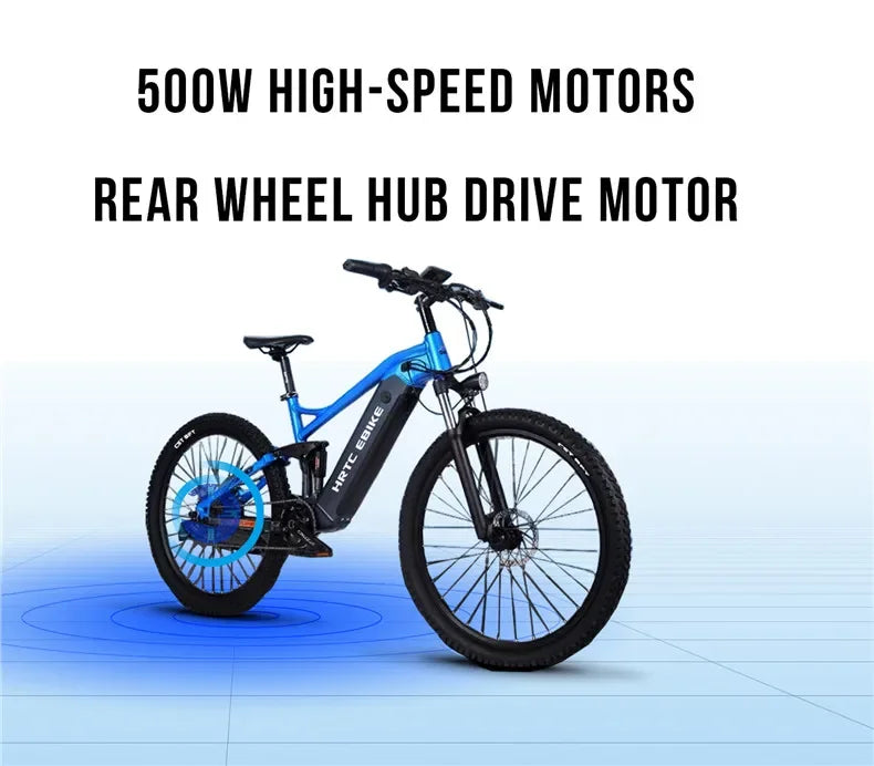 New 26-inch mountain electric bike soft tail bike 1000W48V17AH hydraulic brakes rear-wheel drive hidden lithium battery 50km/h