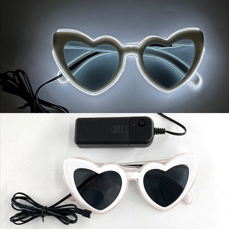 Novelty Fluorescent Luminous Glasses LED Light Up Rave Glasses Concert Supplies Neon Glowing Disco Glasses Props
