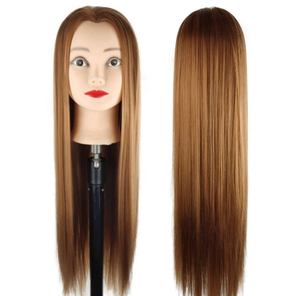 Long Hair Mannequin Head With Stand Hairdresser Practice Training Head Cosmetology Doll Hair braiding Practice Head for Salon