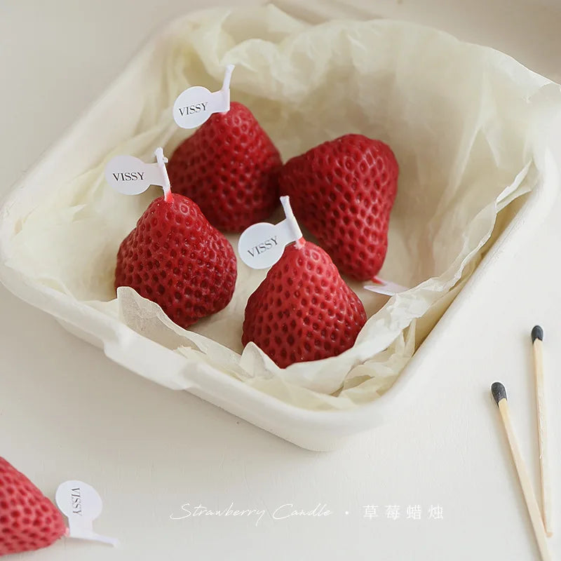 6/9pcs Strawberry Candles Soy Wax Aromatherapy Scented Candles Cake Party Home Decoration Creative Birthday Wedding Gift