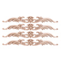 4Pcs Wood Appliques and Onlays, Unpainted DIY Decorative Wood Carved Onlay Appliques for Bed Door Cabinet Wardrobe