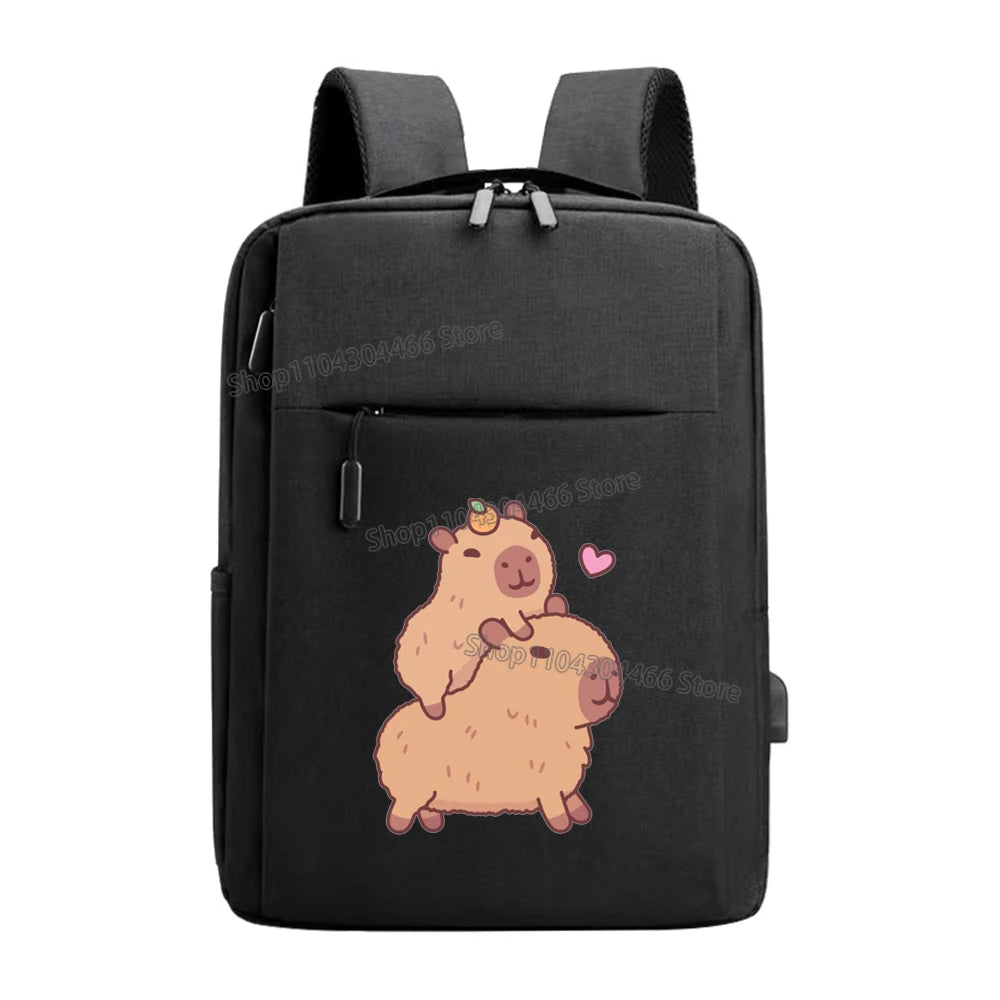 Capybara Laptop Backpack for Men,women Cute Animal Multi-functional Backpacks Fashion Anime Male Usb Charging Computer Bag Gift