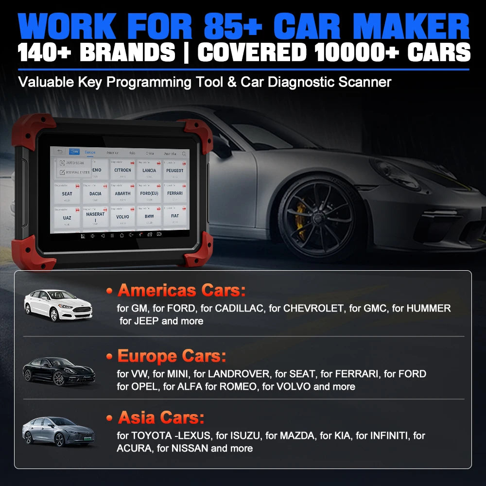 XTOOL D7 V2.0 All System Car Diagnostic Tool FCA Auto Auth ECU Coding 38+ Service Active Test OBD2 Scanner CAN FD DOIP