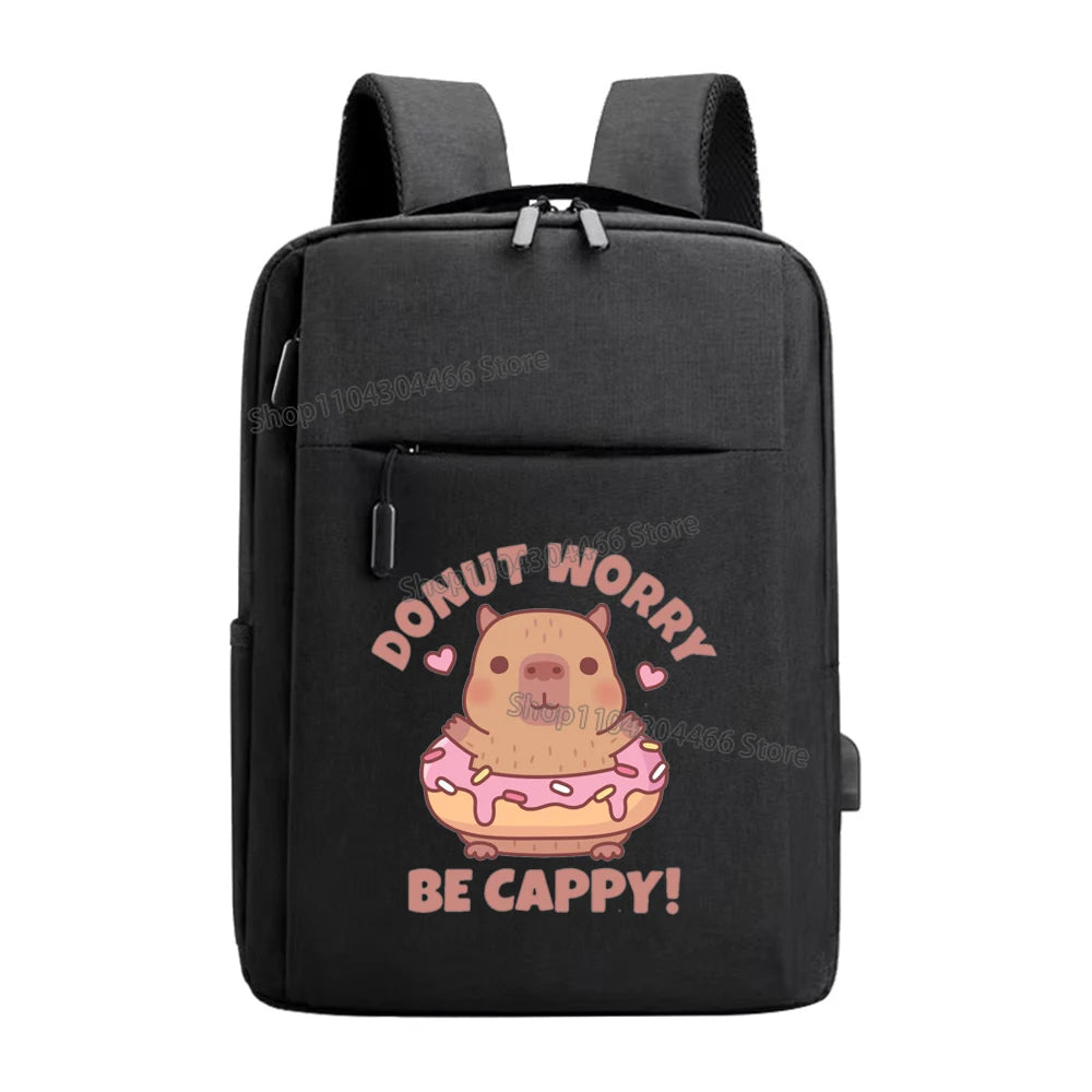 Capybara Laptop Backpack for Men,women Cute Animal Multi-functional Backpacks Fashion Anime Male Usb Charging Computer Bag Gift