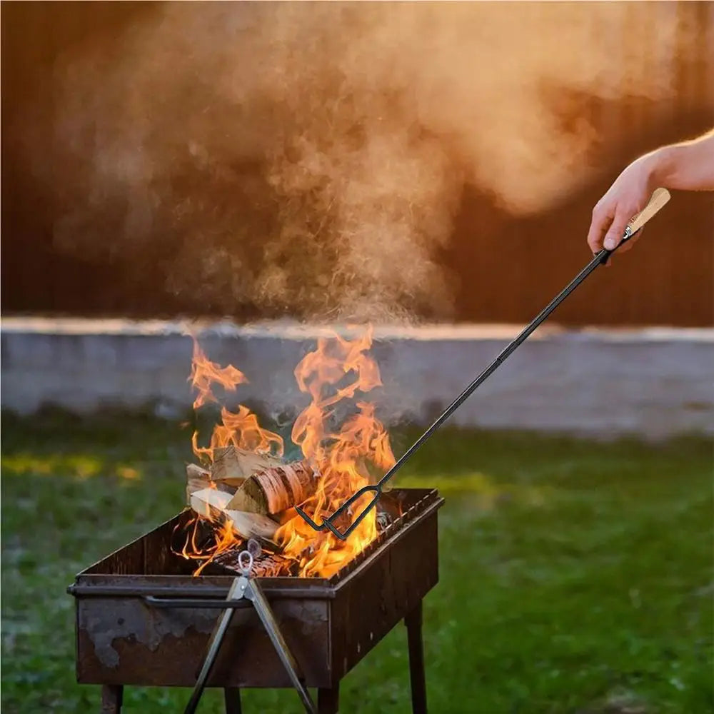 Fire Poker For Fire Pit Outdoor Camping Fire Poker 33 Inch Fireplace Poker With Wood Handle Long Campfire Poker Fire Pit Tools