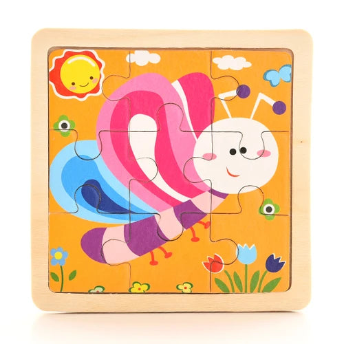 Baby Wooden Montessori Puzzle Child Game Wooden Puzzle 3D Cartoon Animal Puzzle Babies Toys Puzzles For Kids 1 2 3 Year Old