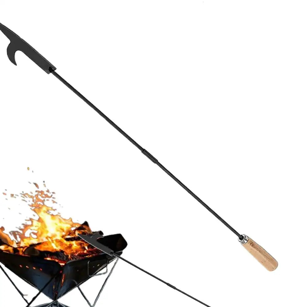 Fire Poker For Fire Pit Outdoor Camping Fire Poker 33 Inch Fireplace Poker With Wood Handle Long Campfire Poker Fire Pit Tools