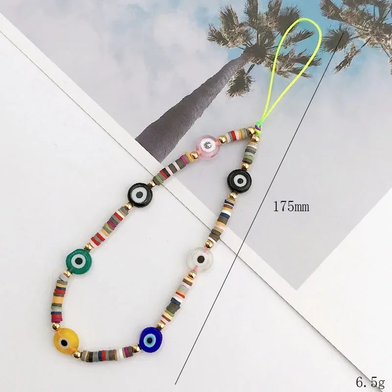 Bohemian Butterfly Soft Pottery Phone Chain Lanyard DIY Letters LOVE Pearl Beaded Phone Case Rope Charm Jewelry Accessories 2023