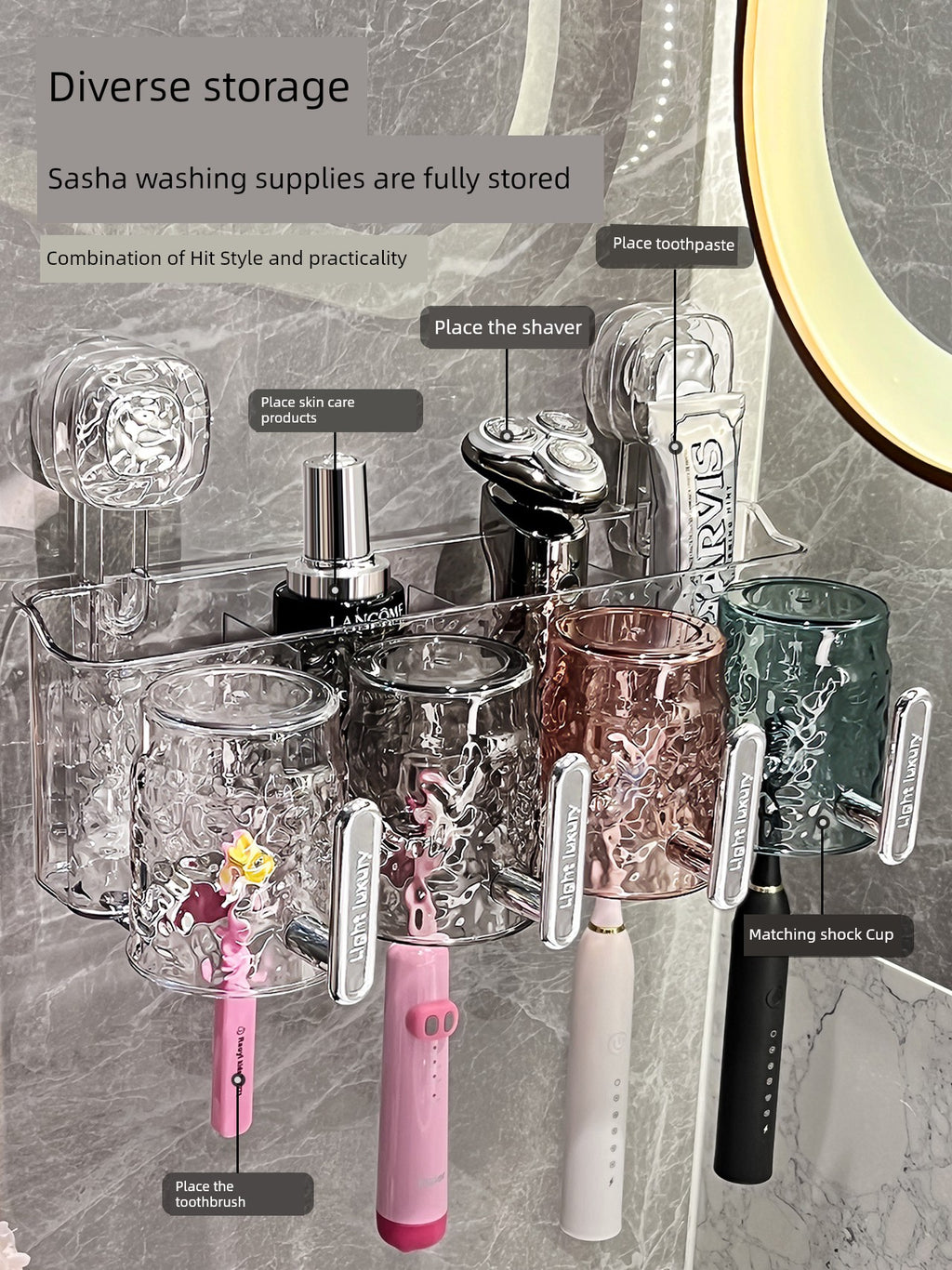 Suction Cup Toothbrush Rack Wall-Mounted No Punch Toothbrush Holder New Arrival Bathroom Tooth Cup Gargle Cup Shelf