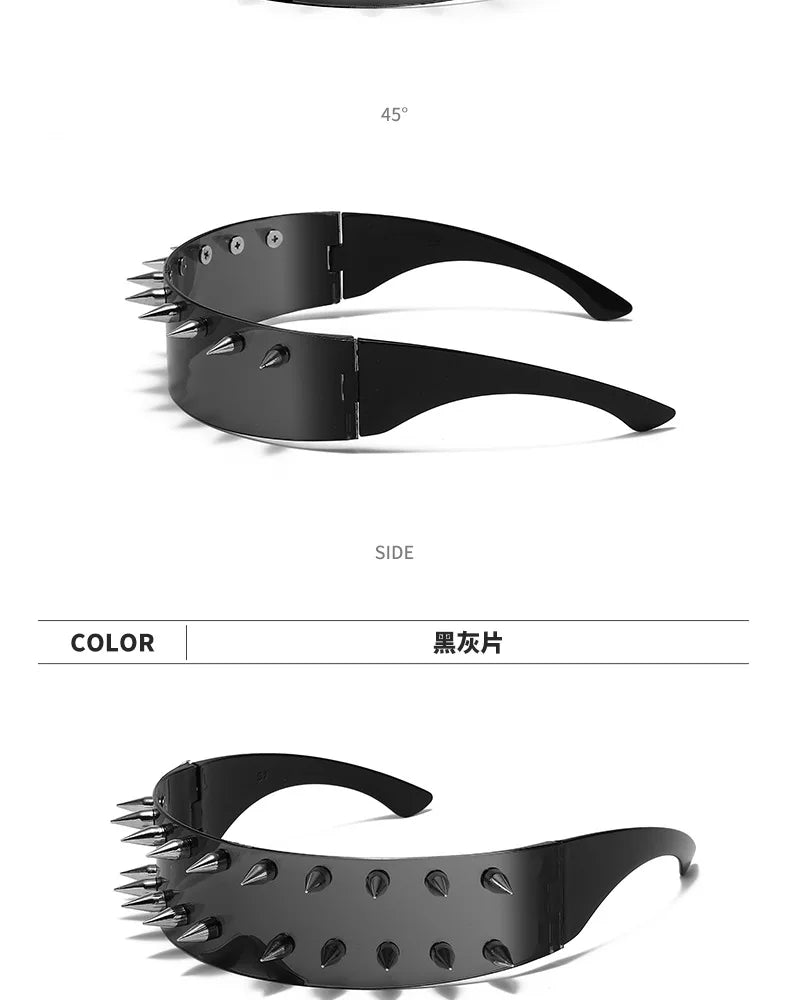 Novelty Punk Glasses Cyberpunk Rock Large Shield Spike Fashion Weird Club Sunglasses Funny Party Glasses