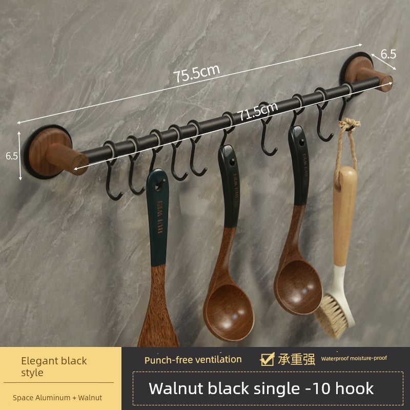 Punch-Free Kitchen Washstand Wall-Mounted Solid Wood Storage Rack