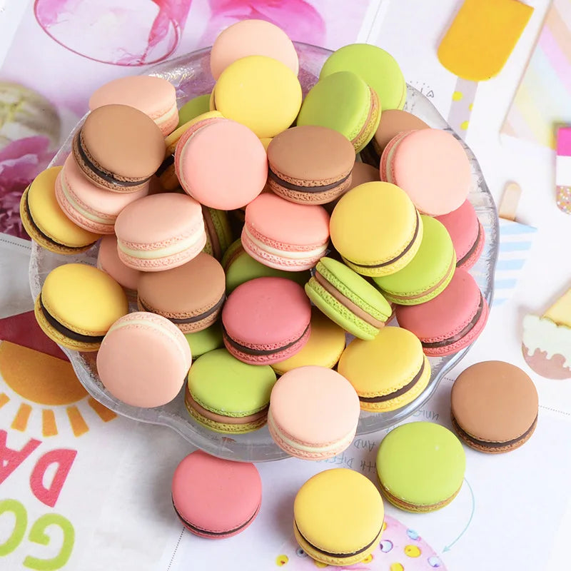 10pcs Mixed Mini Simulation Macaron Kawaii Fake Food Scrapbook Flatback Resin Cabochon Mini Play Food Craft Supplies