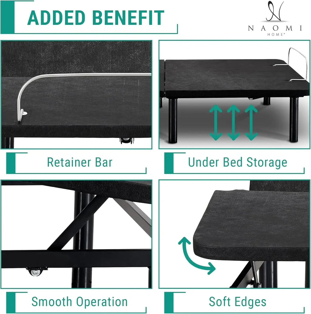Sleep Enabling Serenity Adjustable Bed Frame Full, Head & Foot Incline, 7 Adjustable Positions, Wireless Remote, Compact