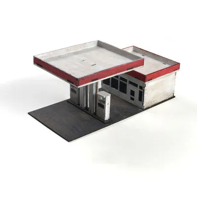 1/72 Miniature Simulation Church/Gas Station Building Model Wooden Architecture Materials Diy Handmade Toy Gift For Child 1Pcs