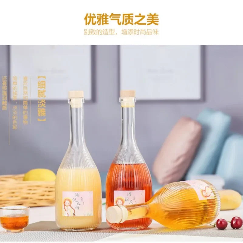 Fruit Wine Green Plum Wine Bottle Glass Bottles for Homemade Wine Fruit Juice and Beverages