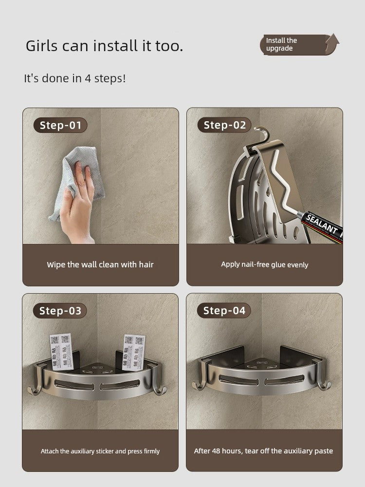 Toilet Punch-Free Wall-Mounted Bath Storage Rack