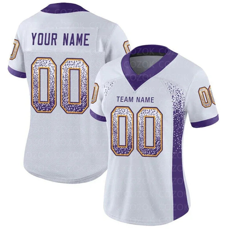 White Grey Customized Football Jersey for Men Women Football Short Sleeves Athletic Unisex Tee Shirts