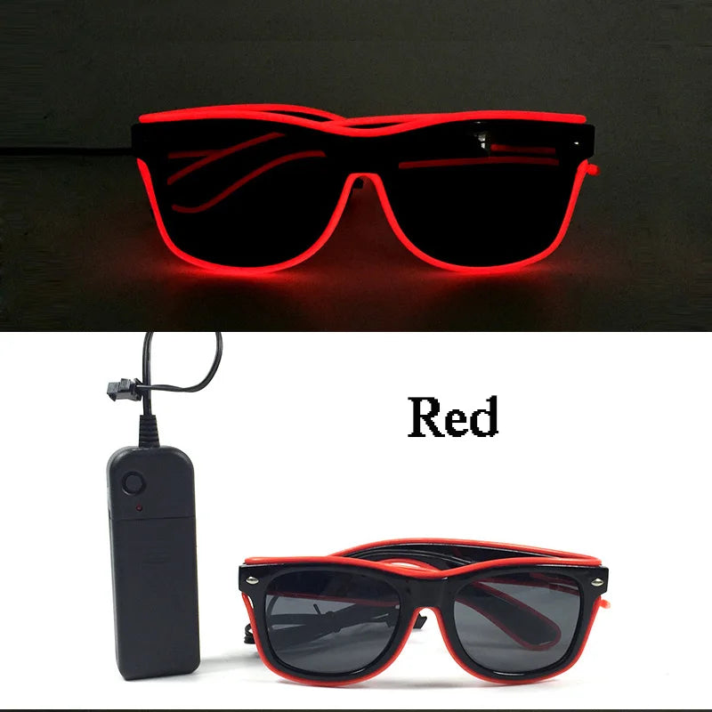 Novelty Fluorescent Luminous Glasses LED Light Up Rave Glasses Concert Supplies Neon Glowing Disco Glasses Props